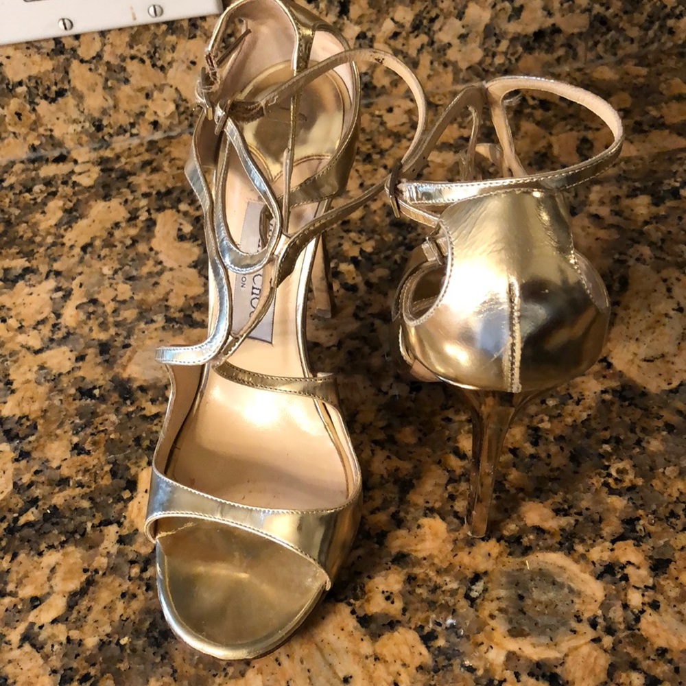 Gold jimmy choo sandal heels